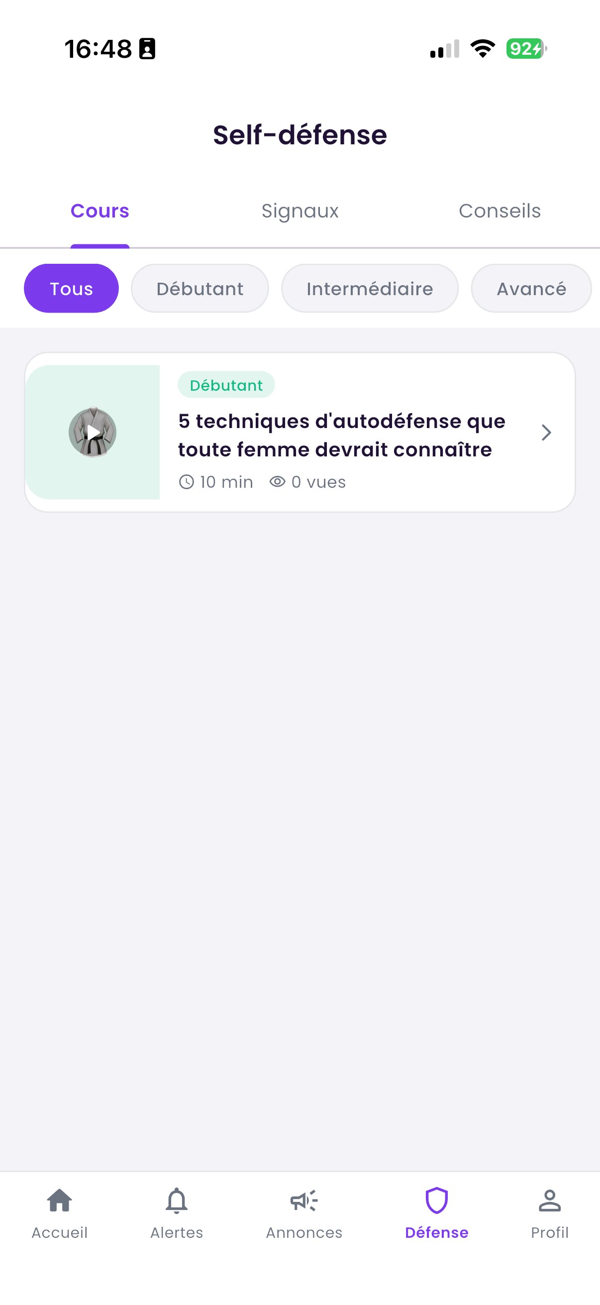 Cours de self-défense