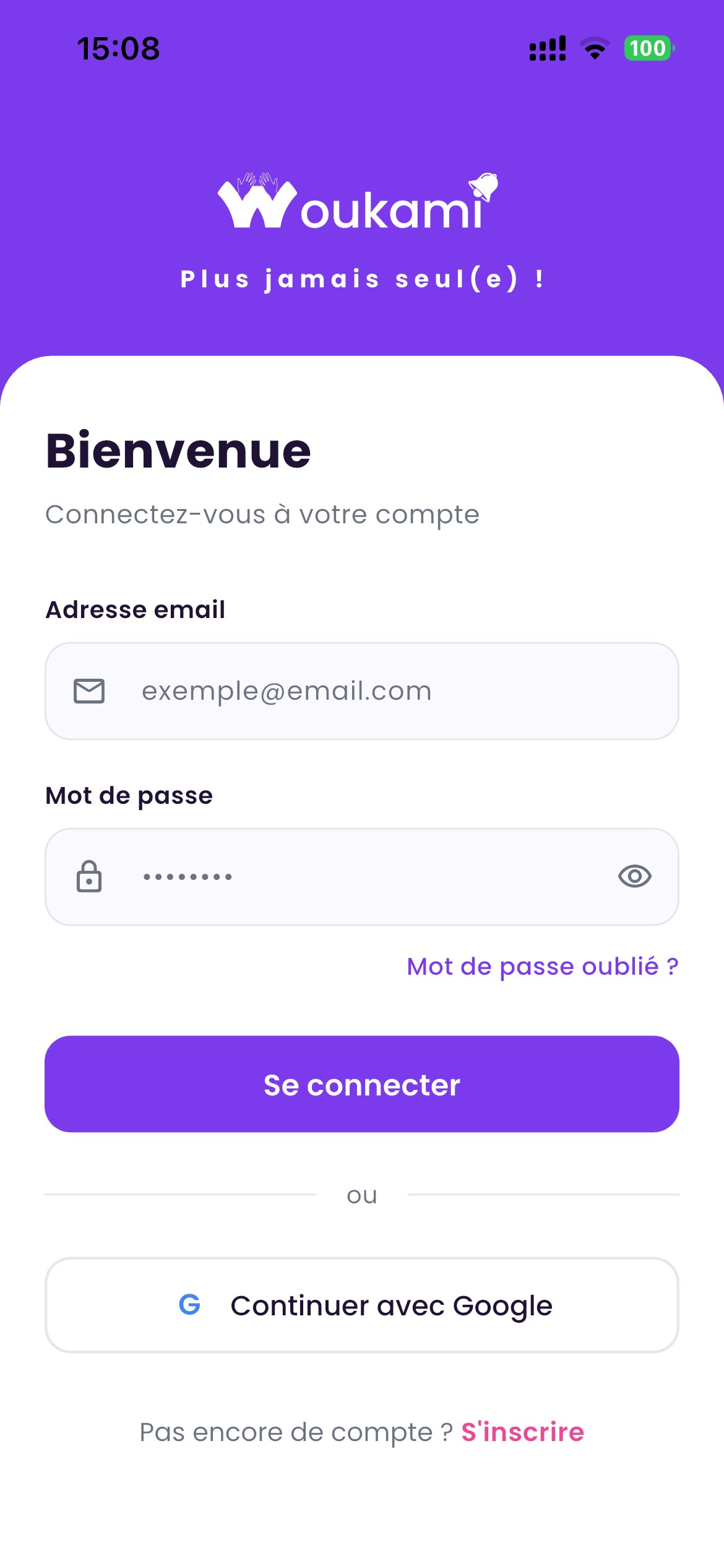 Page de connexion Woukami